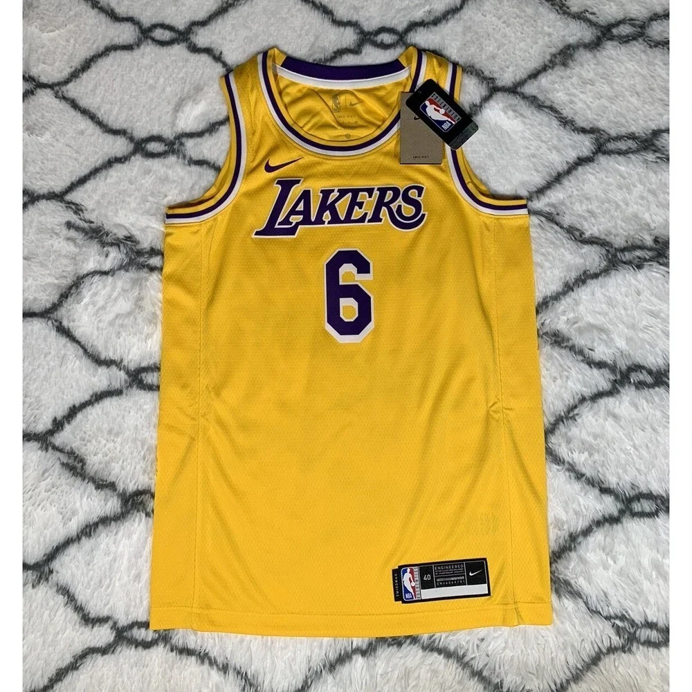 NIKE LeBron James Lakers Icon Swingman Jersey Yellow Sz‎ S *NEW* CW3669-738 $110